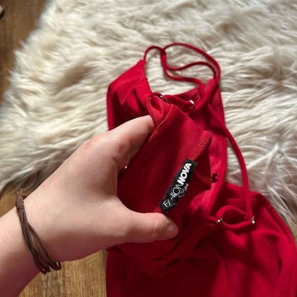 FASHION NOVA Looking At You Ruffle Maxi Dress In Red - Picture 6 of 7